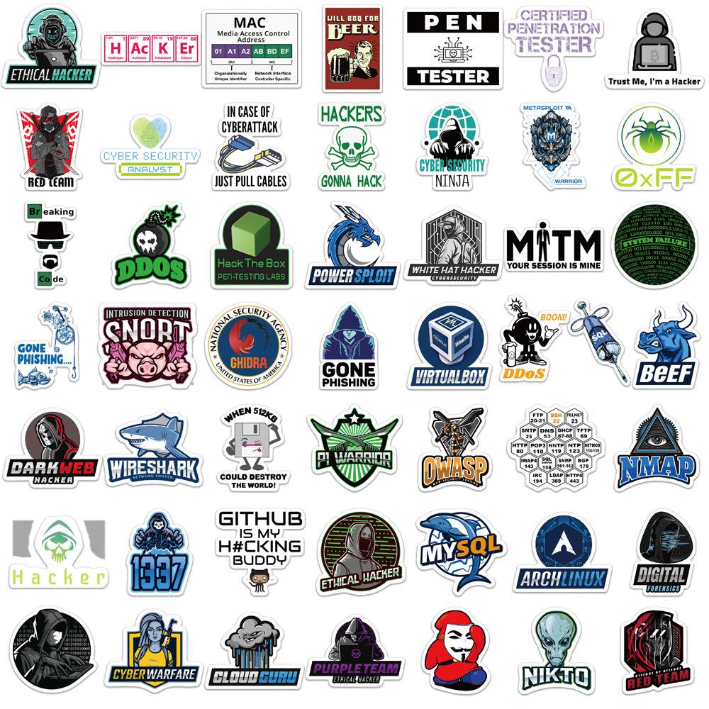 50 Hacker Program Coded Graffiti Stickers Personalized Decoration Suitcase Pen Guitar Notebook Waterproof Explosive