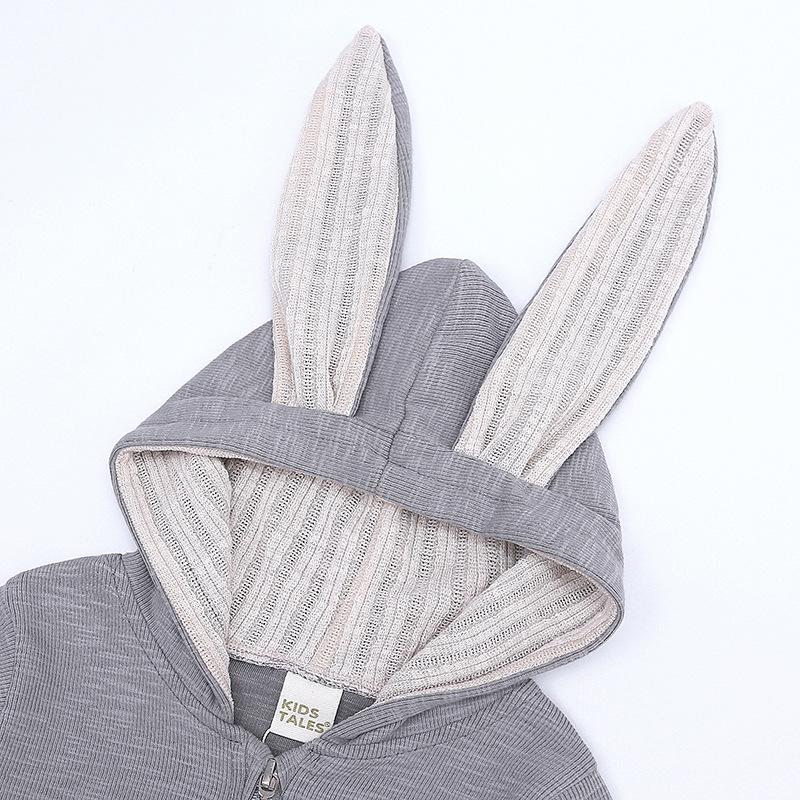 Children's Clothing, Baby Jumpsuit, Children's Rabbit Long Ear Crawling Suit, Newborn Hooded Zipper Hoodie