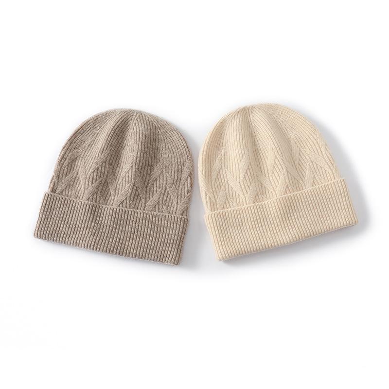 % Pure wool autumn and winter knitted hat fashion bag head ear protection warm cold hat soft cold hat children's dome hat