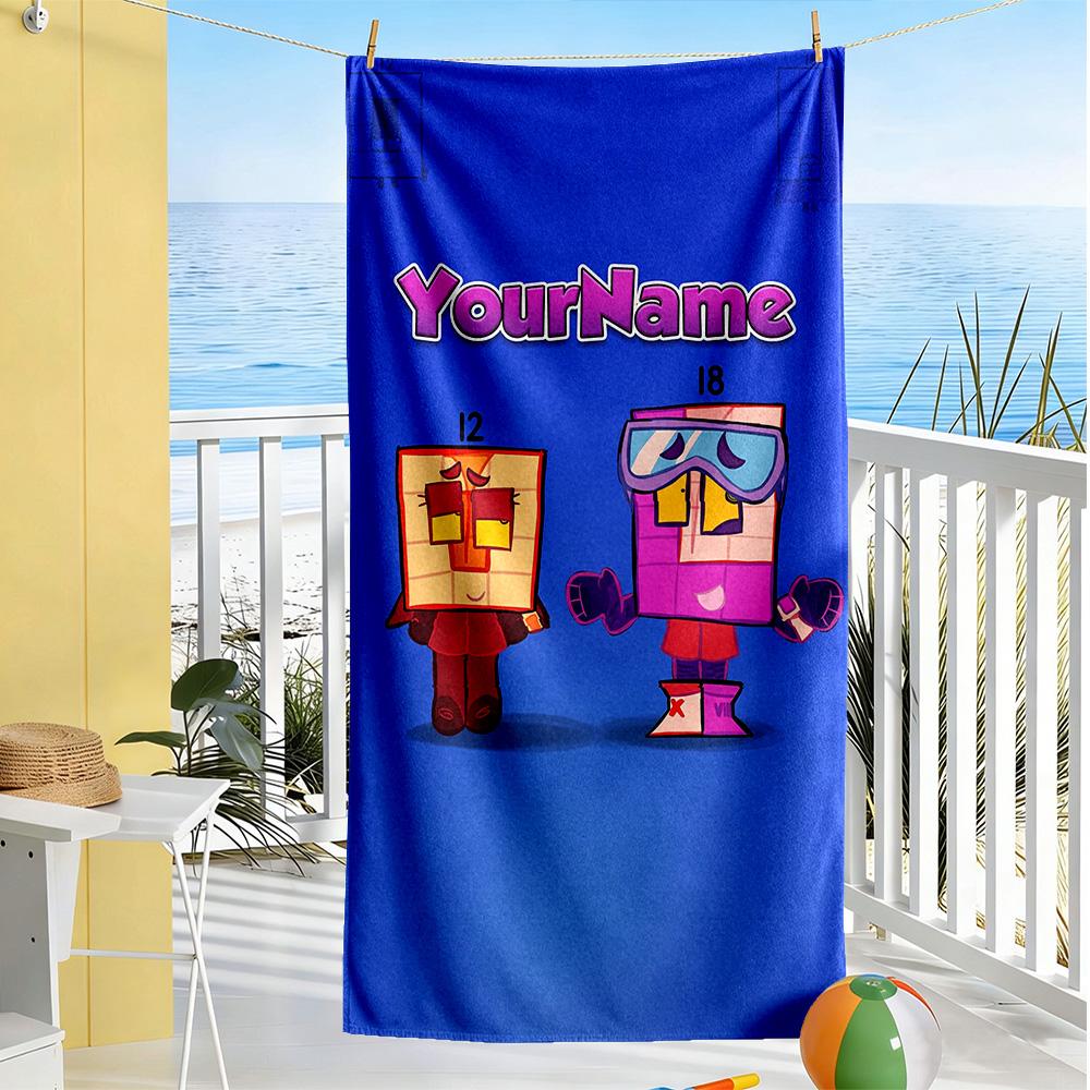 Numberblocks Personalized Text Beach Towel Quick-Dry Soft Microfiber Portable for SwimmingBeachCamping Travel Beach AccessoriesGym