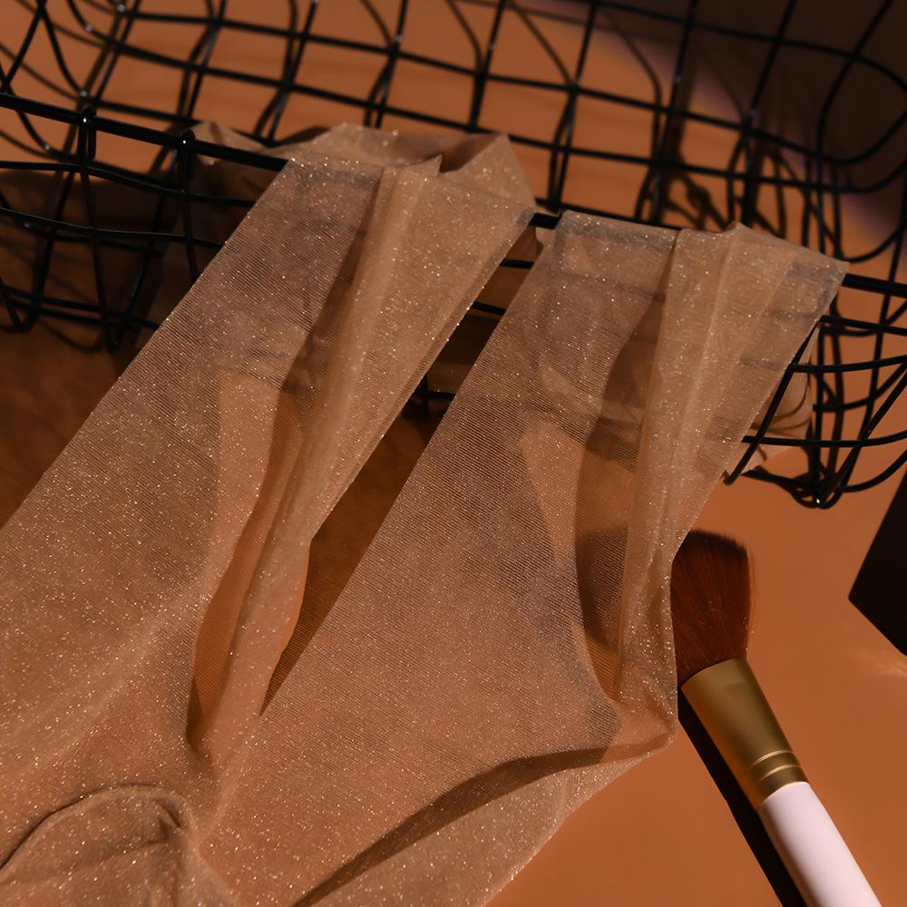 Pearlescent Starry Sky Pantyhose: Shiny Open Crotch, Black Silk, Nude Feeling, Super Thin Stockings.