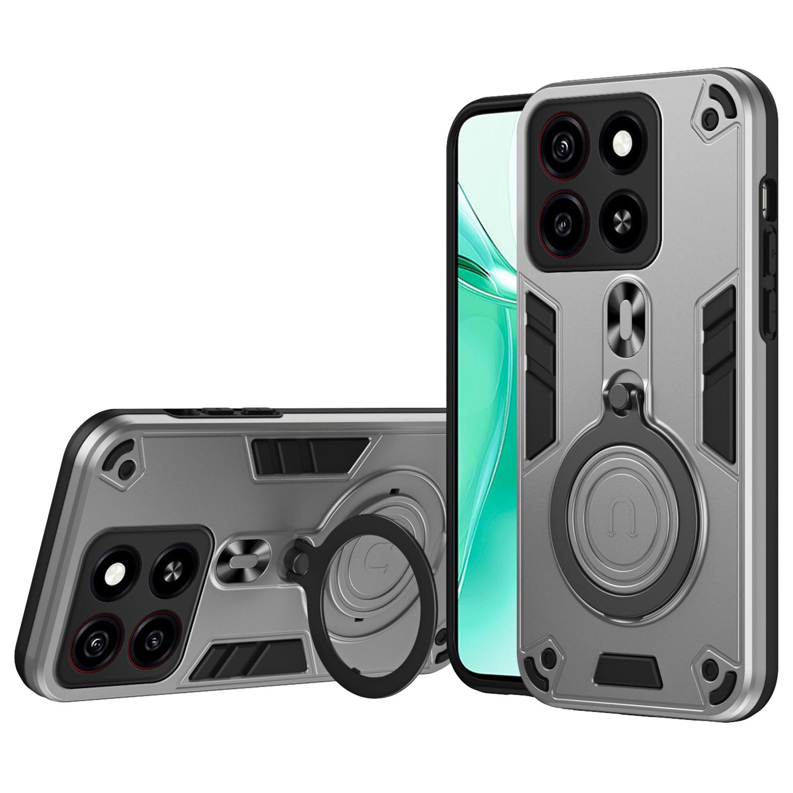 

Для ZTE Blade A35 Чехол Вращающаяся подставка PC+TPU Защита от падений Чехол для телефона Silver