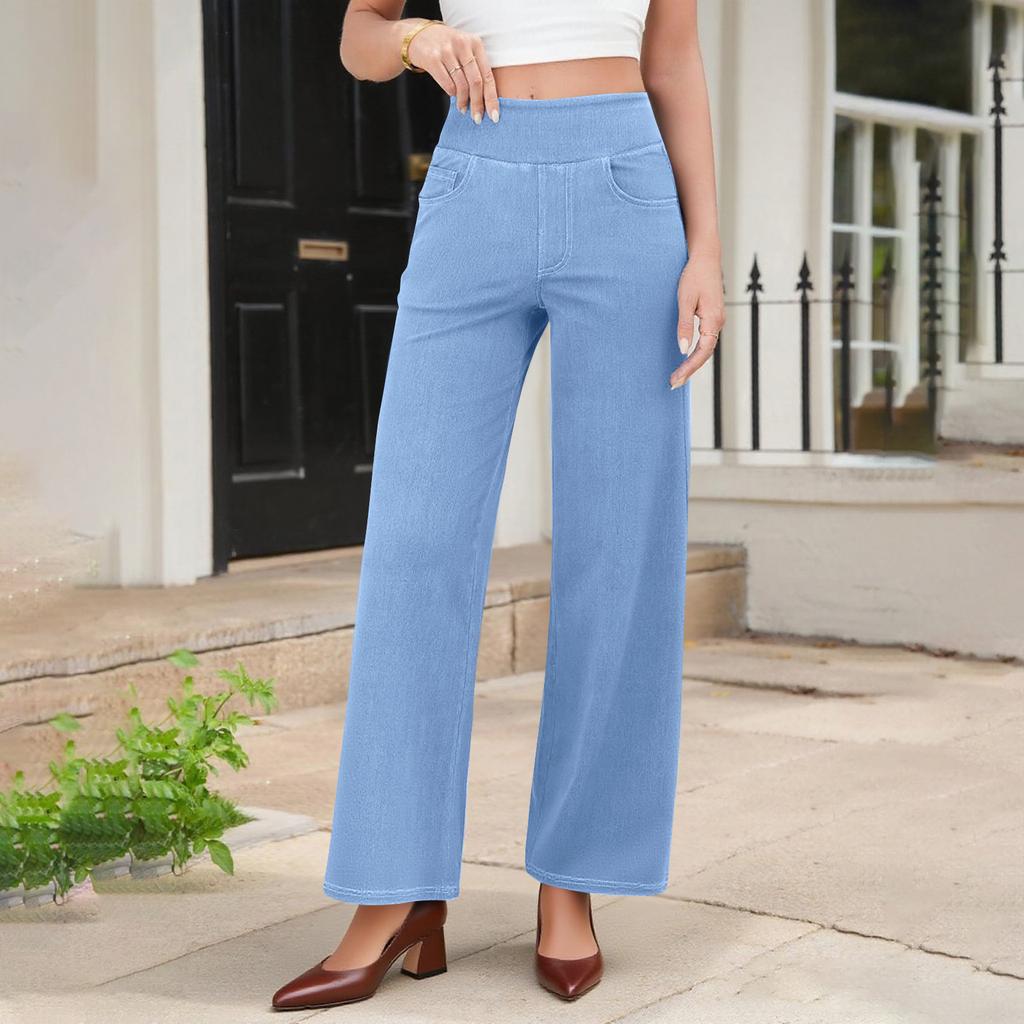 Women's High Waist Tummywide Leg Pants, Soft And Stretchy, Comfortable And Close Fitting