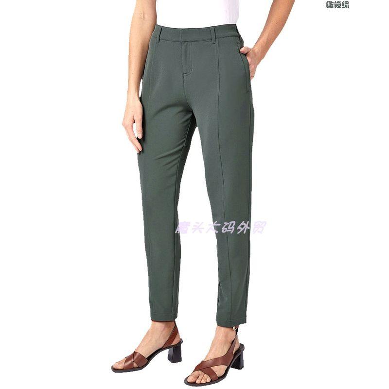

Export Spring and Summer Women s Extra Large Size Quick-Drying Elastic High Waist Pencil Pants Zipper Pocket Casual Cigarette Pants 959 Olive green 18 yards