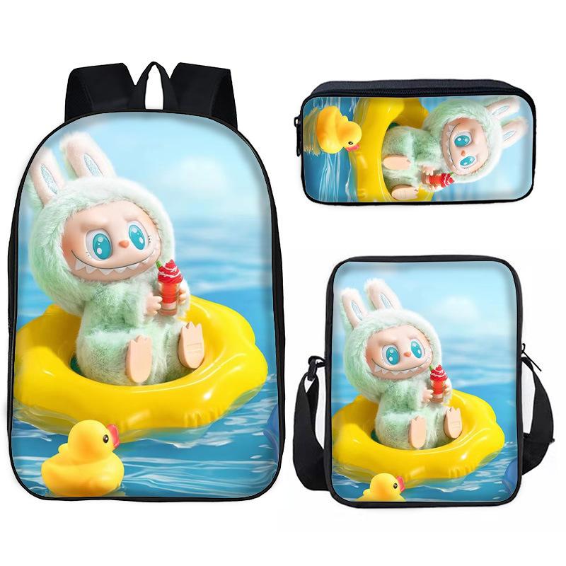 School Bag Pin Pattern Primary and Secondary School Students Meal Bag Pencil Bag Three-piece Set