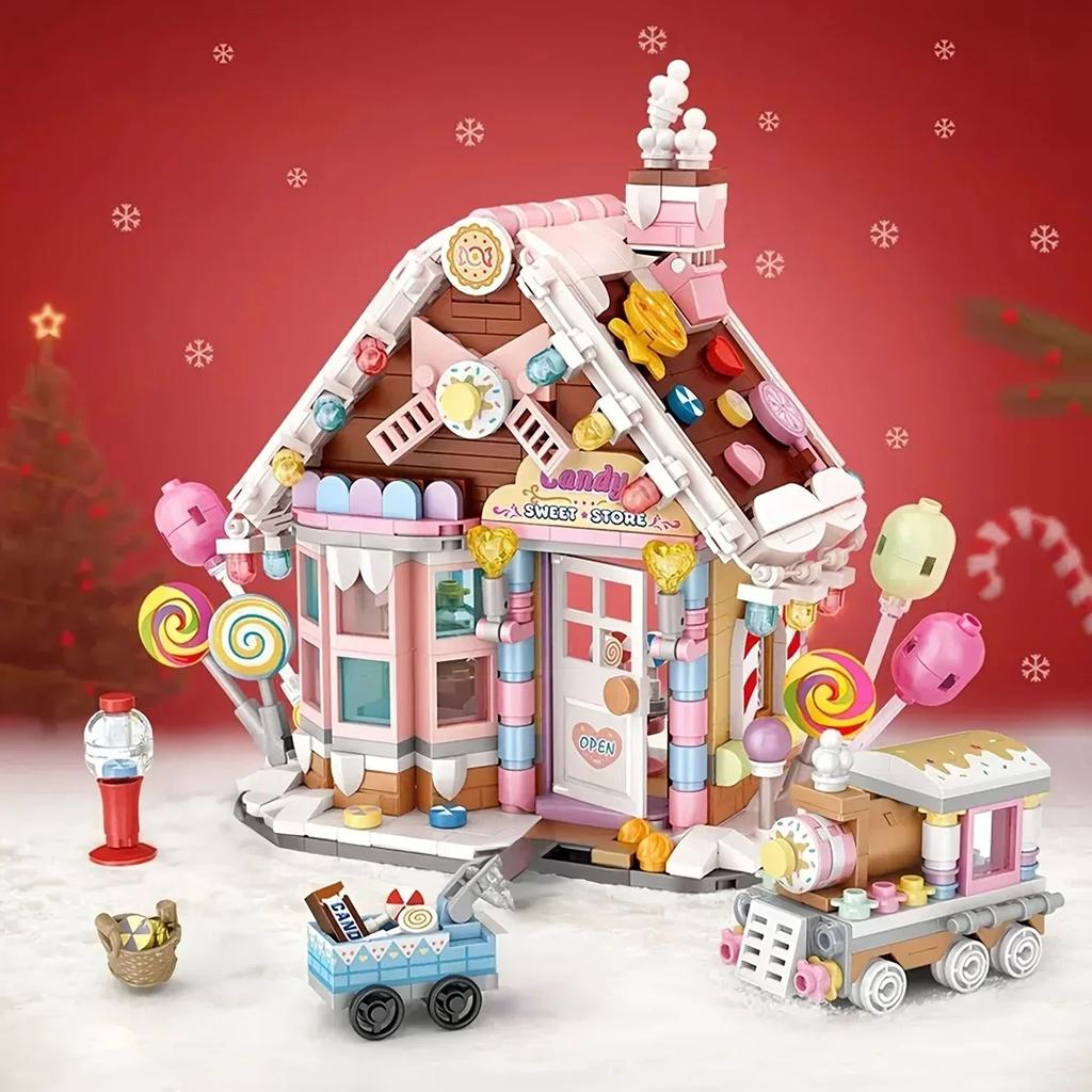 Weihnachts-Süßigkeitenhaus Bausteine Spielzeug 1224 Halloween Thanksgiving Tag Weihnachtsgeschenk