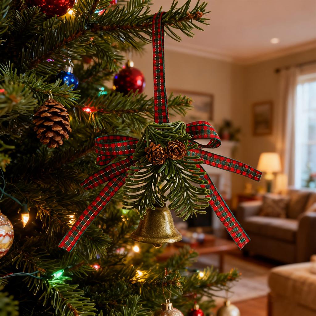 Christmas Bell Pendant Christmas Bell With Bow Wall Hanging Decoration