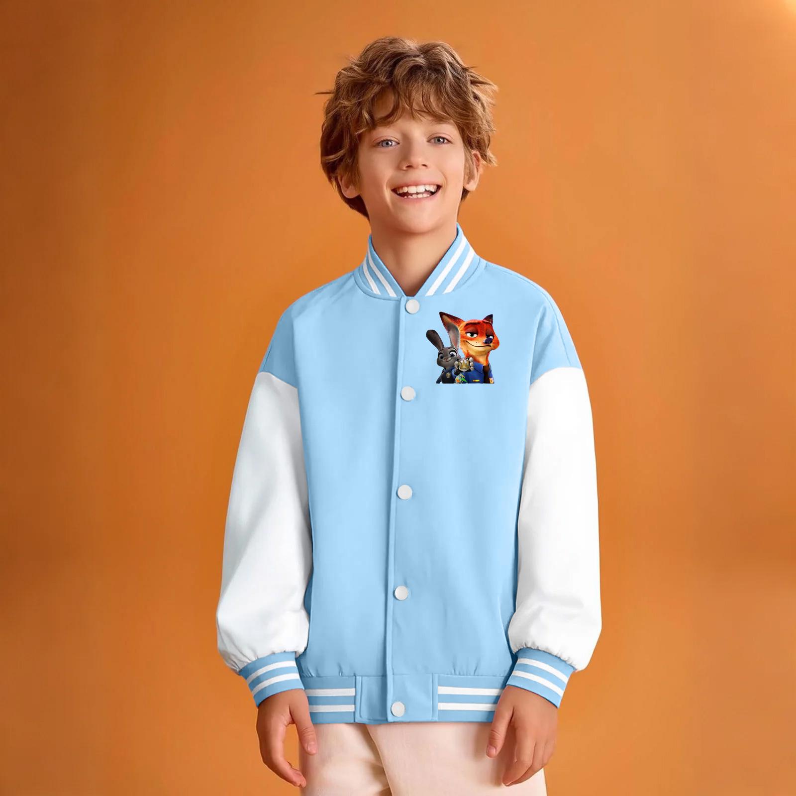 

Kids Fashionable Casual Long-Sleeved Hooded Print Jacket 160 небесно-голубой