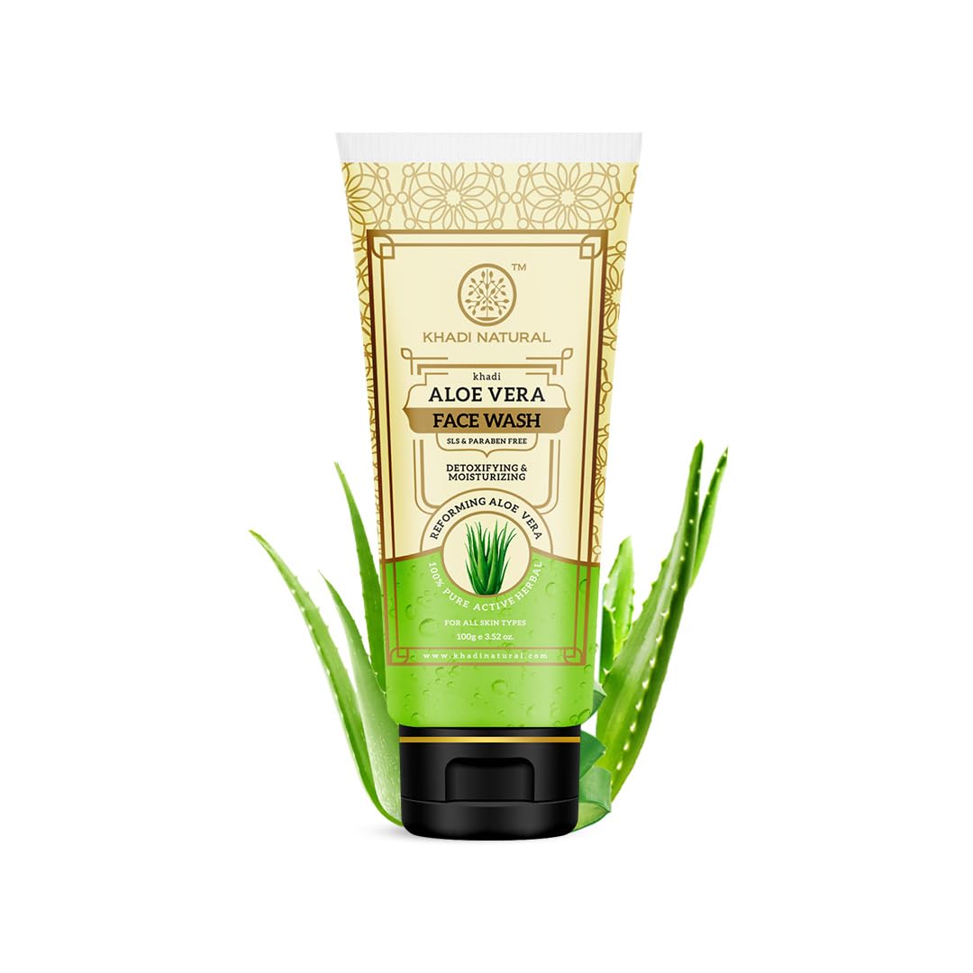 

Khadi Natural Aloe Vera Face Wash 100 ml Pack | Detoxifying & Moisturizing Skin for All Skin Types