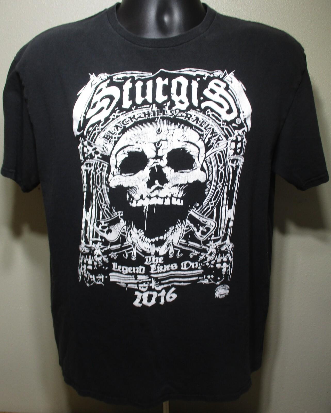 2016 Legend BLS Sturgis Black Hills Rally Biker Faded Black Motorcycle Skull LRG M