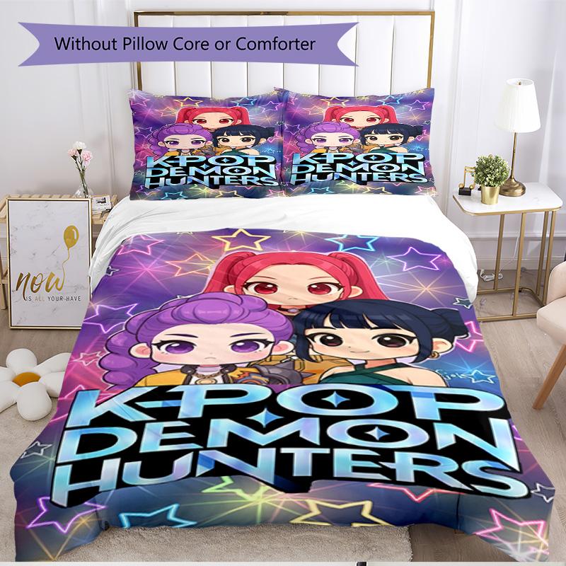 3pcs Duvet Cover Set (1*Duvet Cover + 2*Pillowcase, Without Core), K Print Soft All‑Season Bedding Set, Home Bedroom Decor Gift