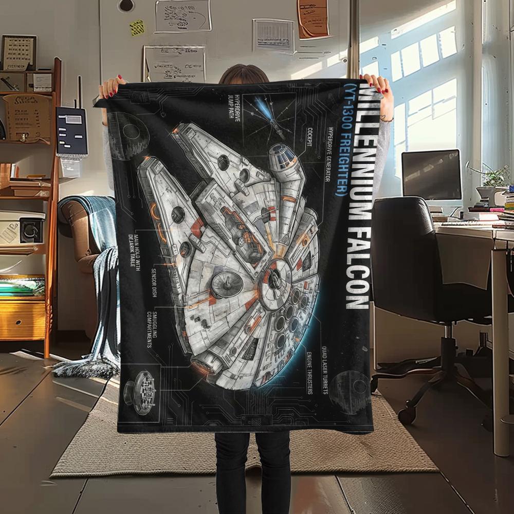Movie spaceship diagram Print Flannel Blanket,High quality Comfortable for All Seasons,Home Decor,Warmth and Comfort,Perfect for Christmas Gifts