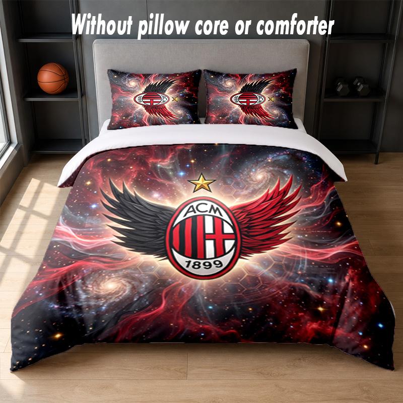 AC Milan Design Bed Bedding Set 1 Duvet Cover + 2 Pillowcases Soft Breathable Household Bed Linens
