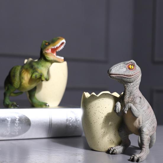 Dinosaur Pen Holder Resin Desk Ornament Cute Dino Toothbrush And Toothpaste Holder Makeup Brushes Organizer Fun Dinosaur Decoration