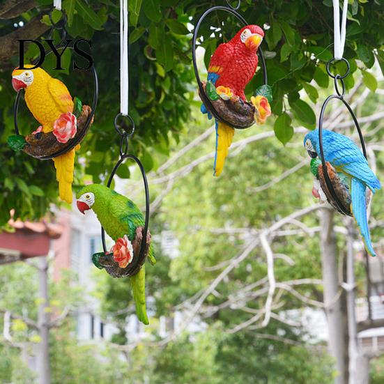 Garden Ornament Parrot with Ring Exquisite Colorfast Hanging Pendant Summer Bird Decoration