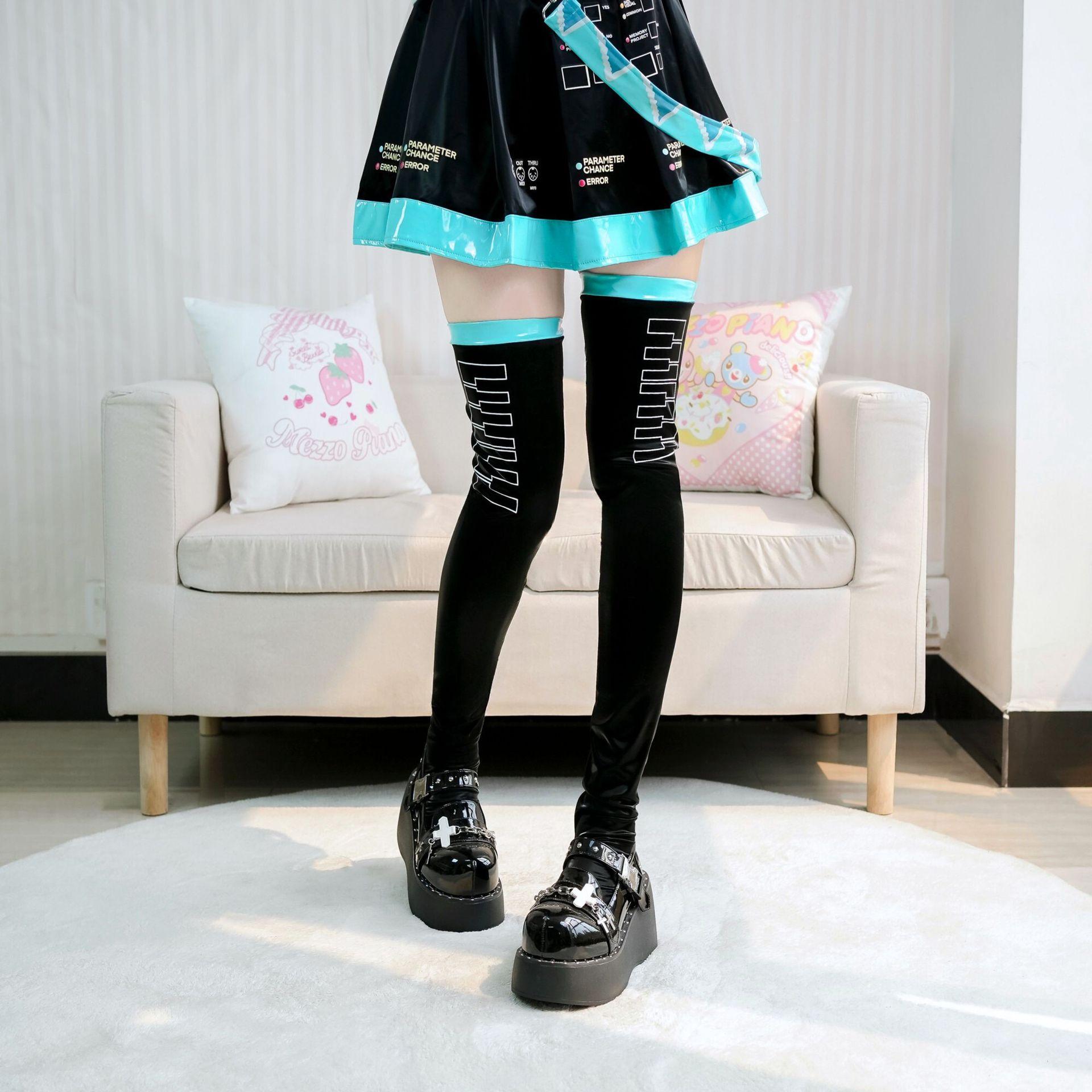 

Anime Pu Leather Stockings Thigh Socks Cosplay Costume Women Socks Sexy Underwear Cute Girl Role Play Outfits S
