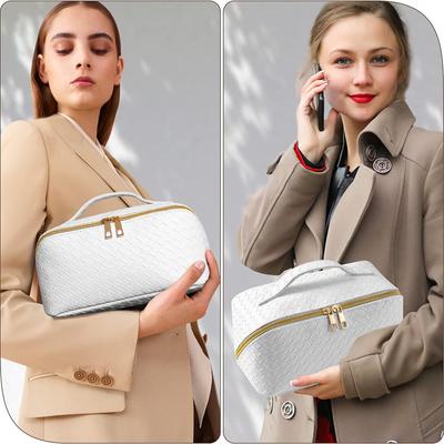 Leather Large Capacity Travel Cosmetic Bag Portable Women Makeup Case Waterproof Multifunctional Toiletry Organizer Storage Bag