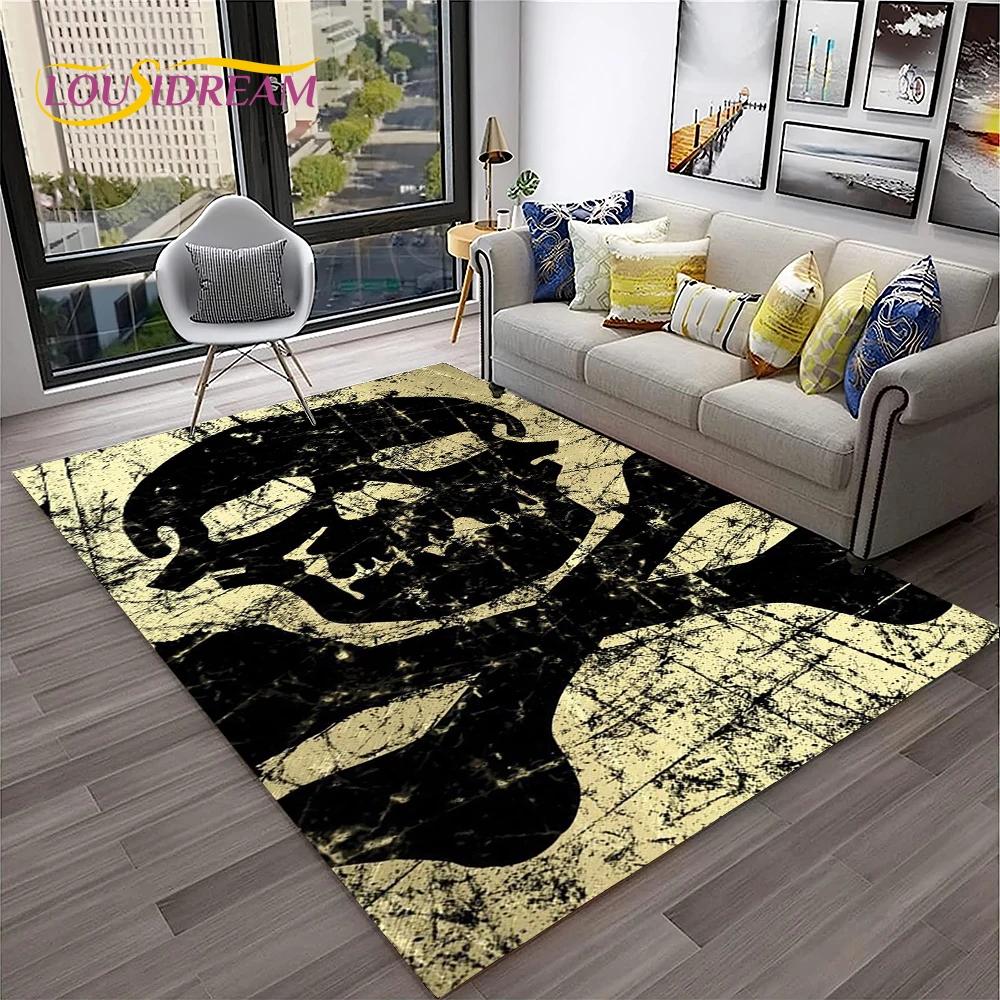 3D Gothic Horror Skull Carpet Rug for Home Living Room Bedroom Sofa Playroom Doormat Decor,Kid Game Area Rug Non-slip Floor Mat
