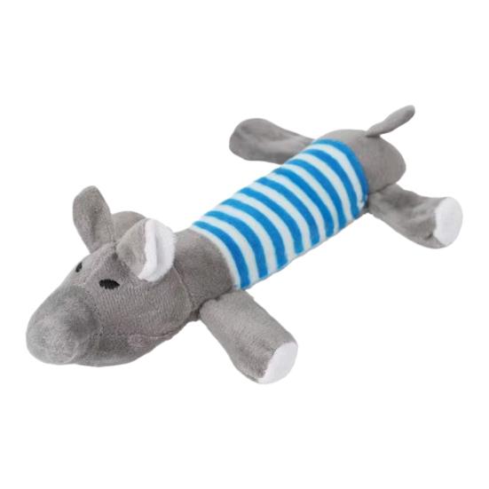 

Plush Animal Dog Interactive Toy Striped Pig Elephant Duck Tug of War Pet Boredom Toy Squeaky Dog Teething Cleaning Chew Toy B
