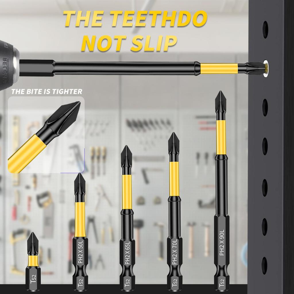 2 Magnetic Cross Impact Screwdriver Bits S2 Steel High Hardness Tool Set