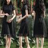 Lace Mid-length Daily Cheongsam Modified Low Neck Slim Fit Plus Size Chinese Style Ao Dai Dress
