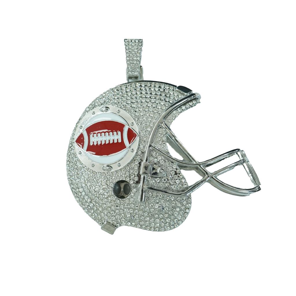 Europäischer und Amerikanischer Voll-Diamant Rugby-Helm Legierung Anhänger Hip Hop Persönlichkeit Cool Mode Übertrieben Herren Diamant Halskette
