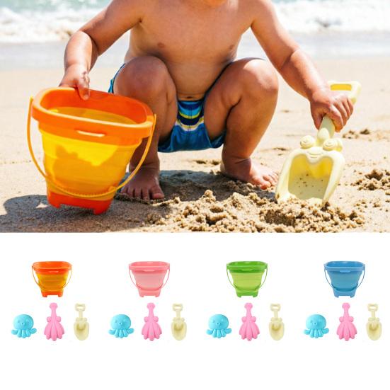 Kids Collapsible Beach Bucket Set with Sand Toys Portable Sand Digging Bucket Shovel Beach Sand Play Tool for Outdoor Play