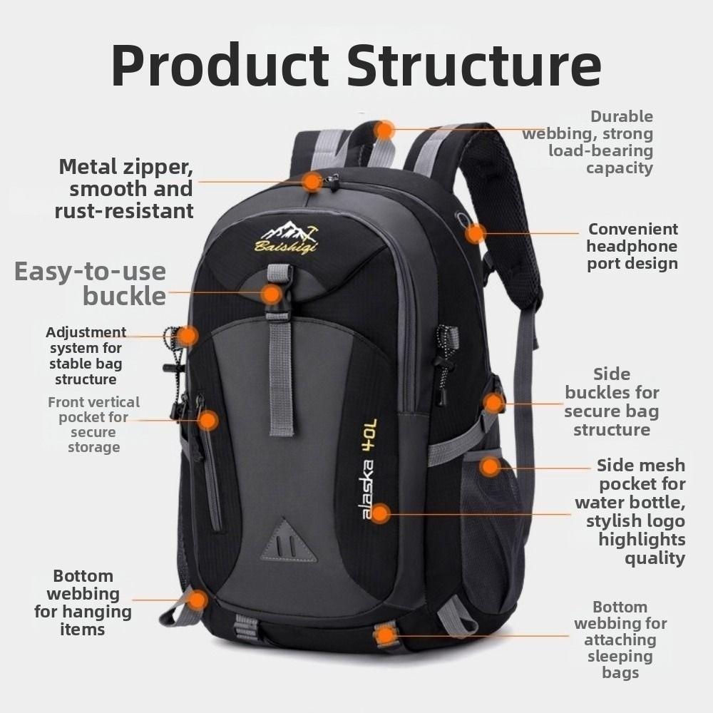 40L Hiking Backpack Waterproof Camping Outdoor Hiking Backpack Mountaineering Bag for Men Women