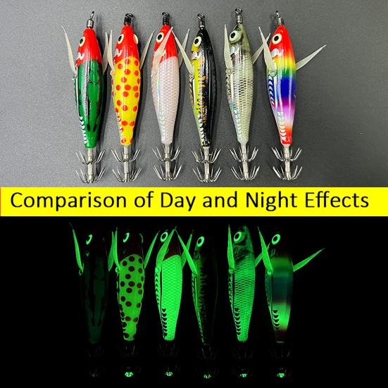 8CM/5.3G Shrimp Bait with Squid Jig Hook Swivel Luminous Realistic Bionic Artificial Lure Saltwater Freshwater Bass Walleye Trout Fishing Accessories