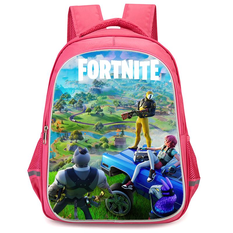 16-Inch Fortnite Cartoon Backpack with Double Zipper Design, Ergonomic Spine Protection, Suitable for Boys & Girls Aged 5-8