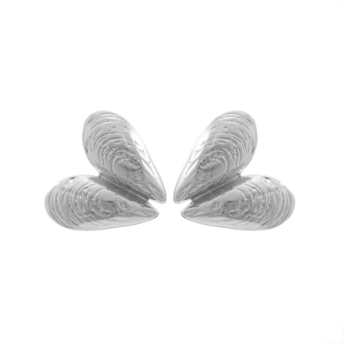 

Fashion Metal Textured Shell Dangle Earrings ZAA New Women s Exaggerated Minimalist Design Zircon Accessories медный