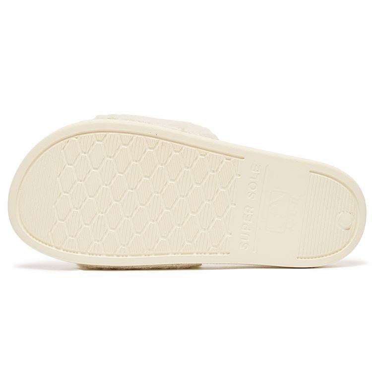 MLB Slipper Mound Fleece Casual Fashion Comfortable Rubber Sole Non-Slip Slide Sandals Unisex Footwear Off-White 3ALPPB116-50CRS