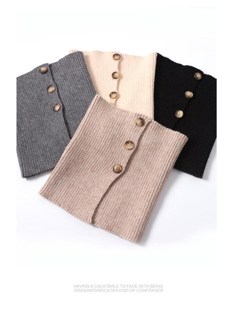 Unisex Wool Knit Neck Warmer: Autumn/Winter Buttoned Scarf Collar