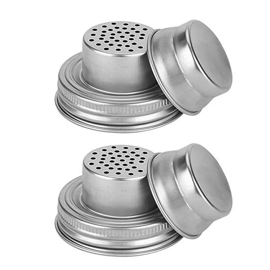 Mason Jar Shaker Lids Stainless Steel Seasoning Shaker Tops for Sugar