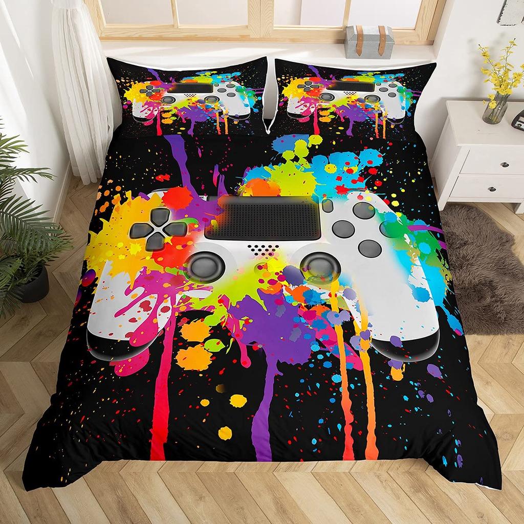 Spēļu pults segas pārvalka komplekts Mikrošķiedras Spēlētājs Spēlēšana Džoistiks Segas pārvalks Karaliskā izmēra Bērniem Zēniem Videospēļu Vienguļamās gultas veļas komplekts