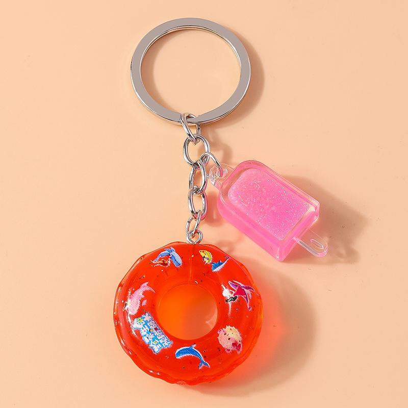 Cute Rein Simulation Swim Ring Keychain Ice Cream Key Rings Pendants for Key Holder Women Girls Handbag Decor Jewelry Gifts