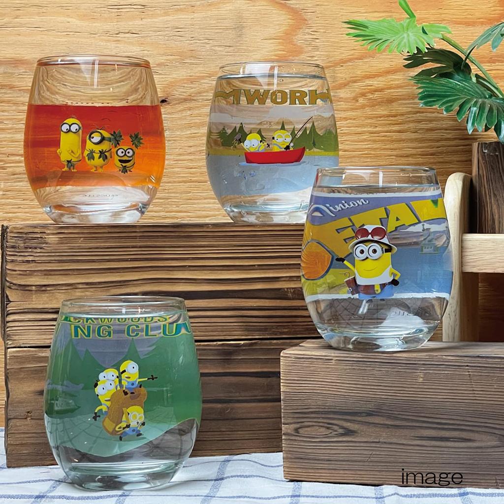 Sun Art 3D Glass Sunset Minions Movie "Minions" Cup/Tumbler, Approx. 330ml, Design, Merchandise, Tableware, Gift, SAN3572-4