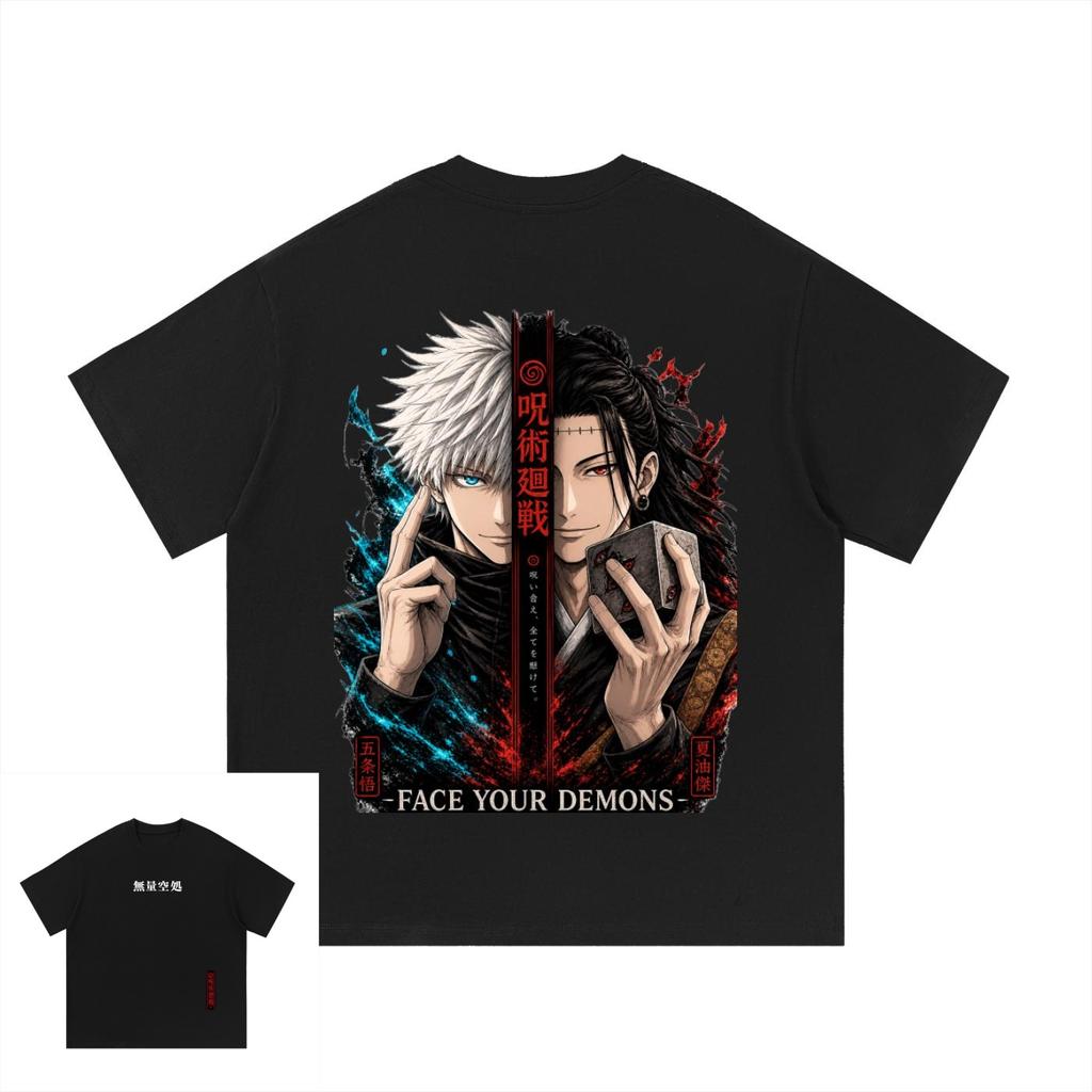 T-shirt with graphics Anime Jujutsu Kaisen Satoru Gojo × Suguru Geto, cotton, oversize, loose fit, unisex, with short sleeve