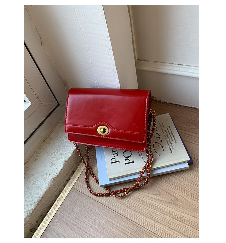 

Simple texture small bag women 2025 new high-end chain small square bag fashionable retro shoulder messenger bag tide красный