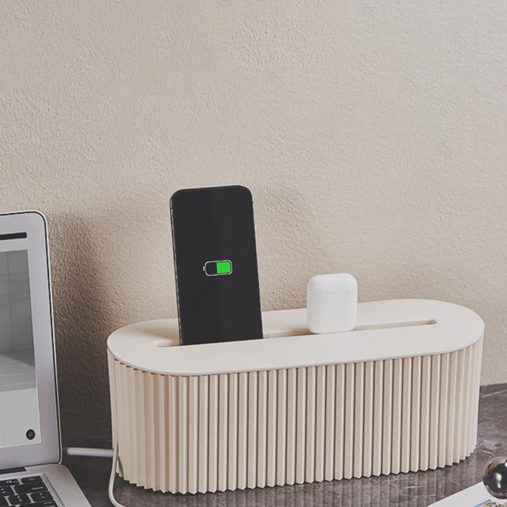 Cable Tidy Box Cable Management Box Large Capacity Desktop Cord Organizer with Lid Cord Safety Storage Box for Home Office