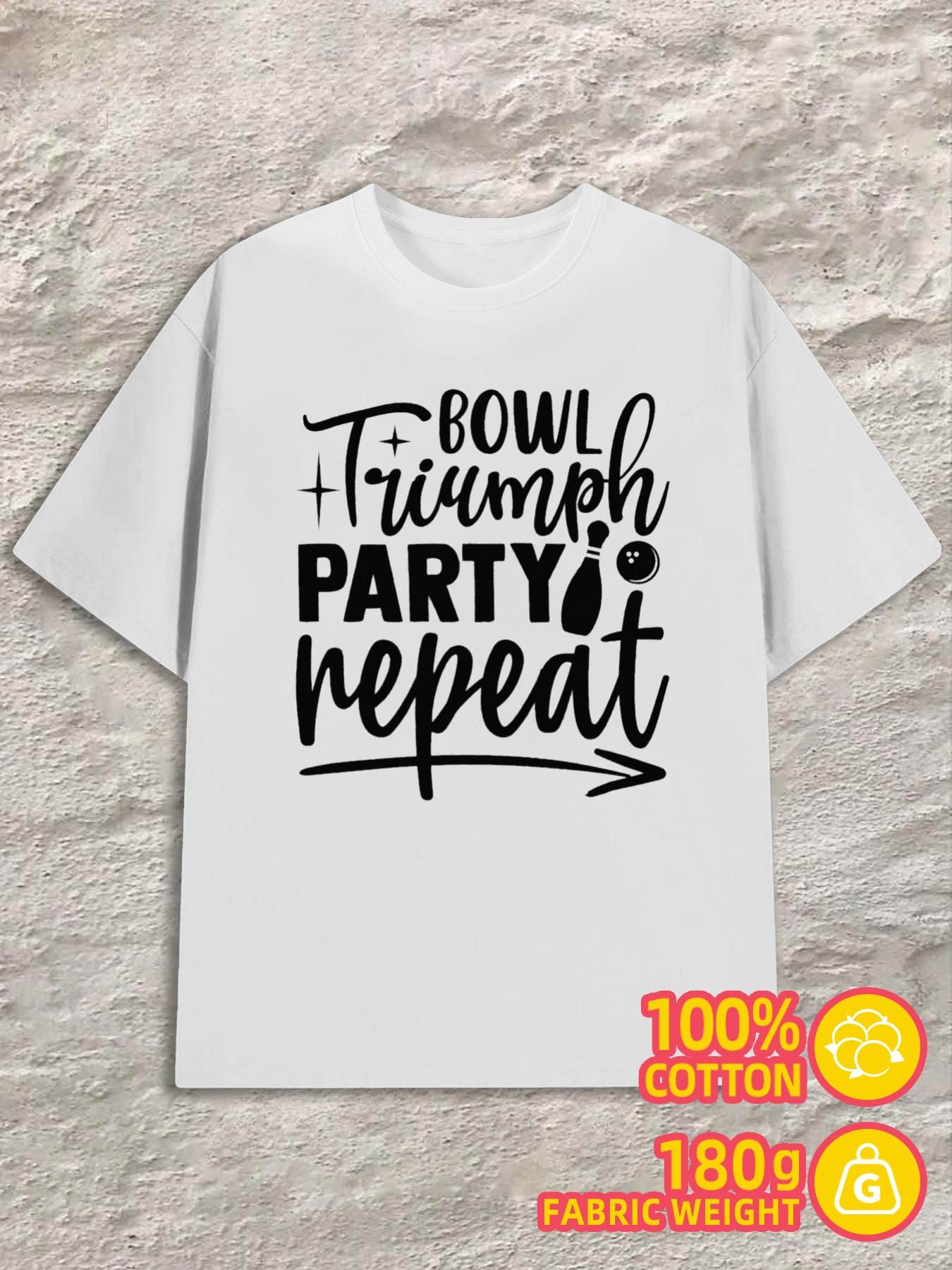 Men s T-Shirt Y2K Bowl Triumph Party Repeat White Regular Fit S