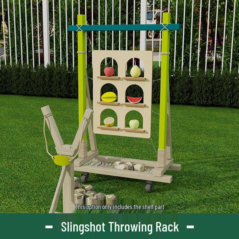 Kids Outdoor Toy Set: Wooden Basketball Hoop, Ring Toss, Sandbags, Bow & Arrow for Sensory Play