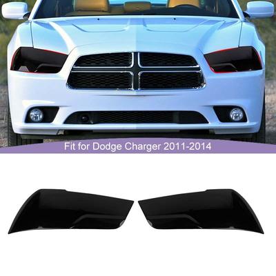 Scheinwerferblenden Frontstoßstange ABS Lampendekoration für Dodge Charger 2011-2014 Außenzubehör (Geräuchertes Schwarz)