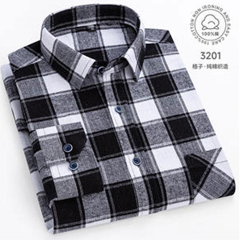 10XL 11XL 100% cotton Autumn Winter Fat men's shirt Long sleeve high quality wool fashion plaid casual non-ironing