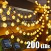 200 LED Solar Crystal Ball String Lights Outdoor Waterproof Christmas Garden Party Fairy Garland Decoration