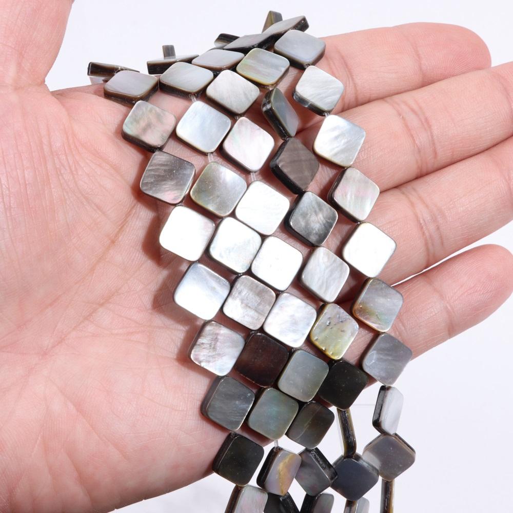 Natural Shell Gray Black Mop Beads Loose Mother of Pearl Shell Beads Charm DIY Bracelets Earrings Jewelry Accessories Wholesale