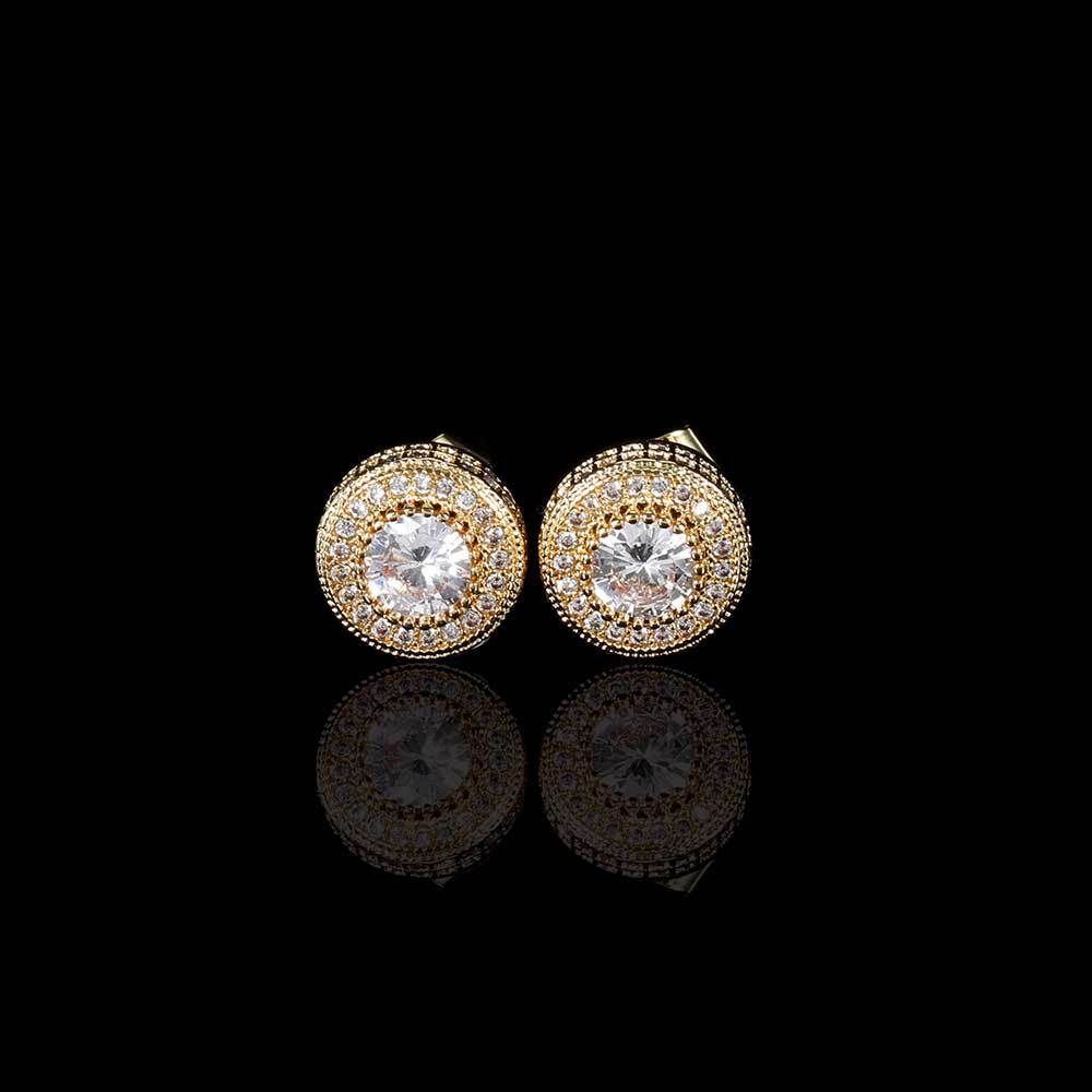 Pendientes Redondos de Circonita Completa Hip-Hop Joyería de Nicho de Alta Gama Aguja de Plata 925 Pendientes para Hombre