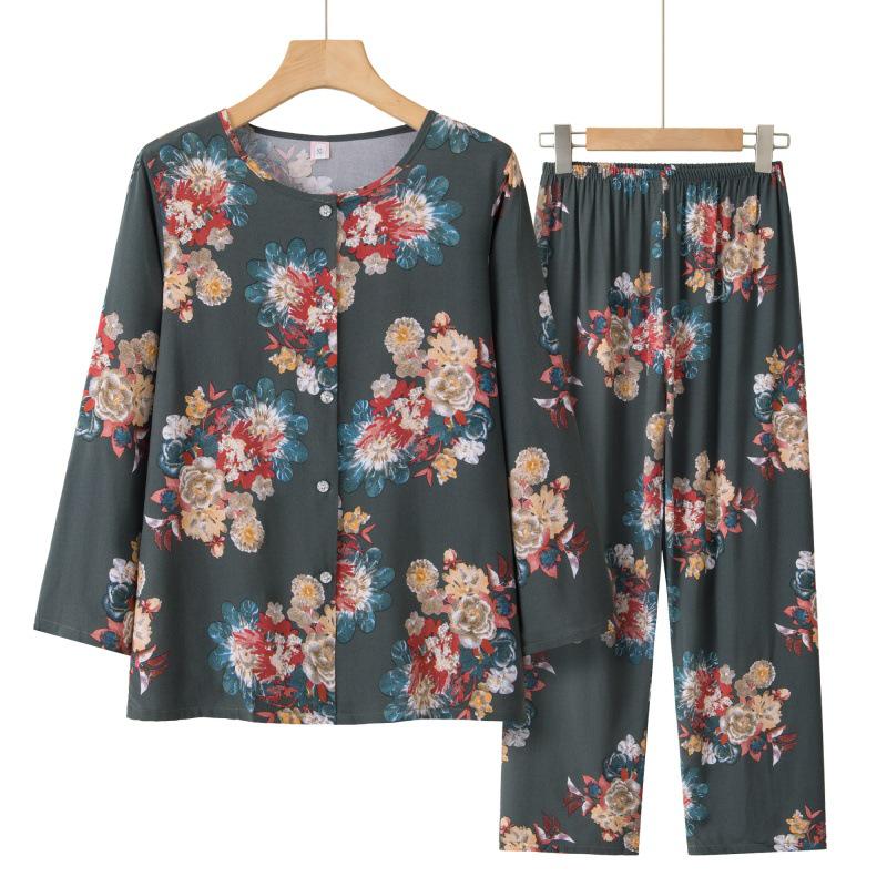 

Women s Summer Long Sleeve Cardigan and Pants Set - Loose Fit 3XL for 120-140 jin