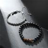 Matte Black Cubic Zirconia Ball & UFO Pendant Braided Bracelet Set