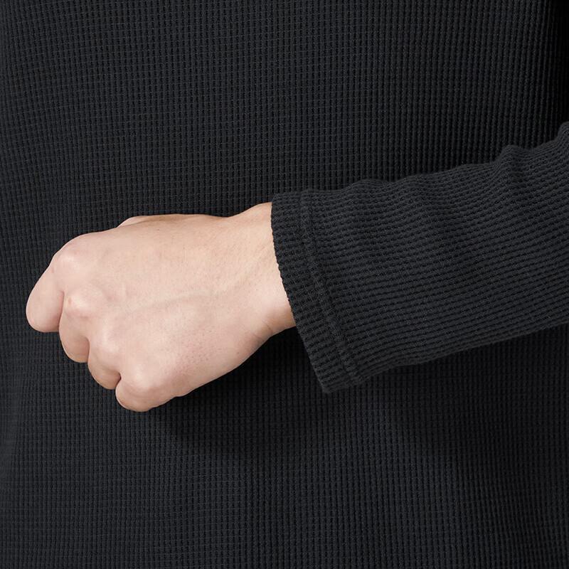 Under Armour Waffle Crew Neck Slim Fit Outdoor Sports Long Sleeve T-Shirt Men Tops Black 1373179-002